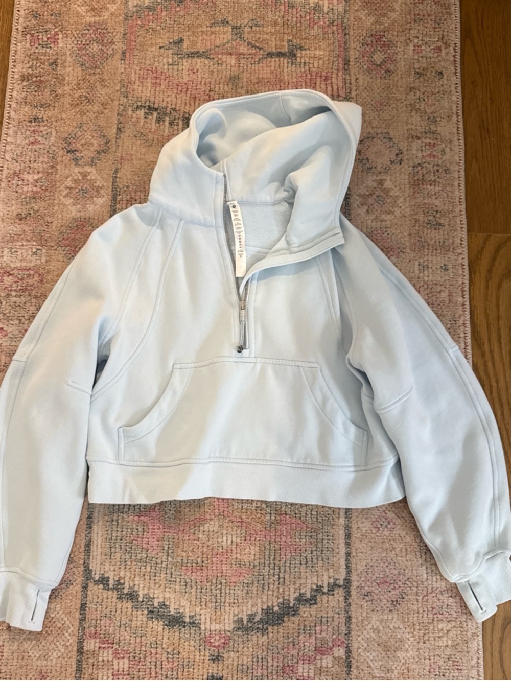 lululemon athletica Light Blue Quarter-Zip Hooded Sweater